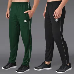 Pack of 2 Men Solid Green, Black Track Pants-picture-8
