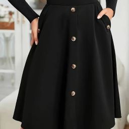 Women Embellished, Solid, Self Design A-line Black Skirt-18