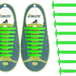 JIALTO No tie Shoe Laces Adults Stretch Silicone Elastic Laces No Tie Tireless Green Shoe Lace-image-29