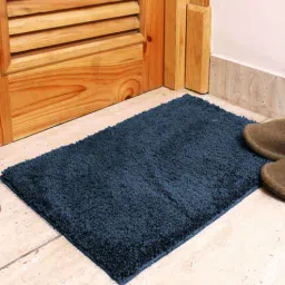 luxe home international Navy Blue Solid Microfibre 17x12 Inches AntiSkid Door Mat-picture-9
