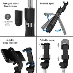 HIFY New Collection Tripod XT-02 Selfie Stick, Extendable Selfie Stick with Tripod Stand and Detachable Wireless Bluetooth Remote, Ultra Compact Selfie Stick for Mobile Tripod image 5
