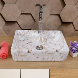 Over Counter Top Wash Basin For Living Room/Bathroom/Kitchen Tabletop Ceramic Bathroom Kitchen Sink (18 x 14 x 5.5 Inch) (SKT1102) Table Top Basin-image-45