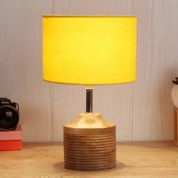 Devansh Wood Table Lamp With Yellow Cotton Shade by New Era-picture-42