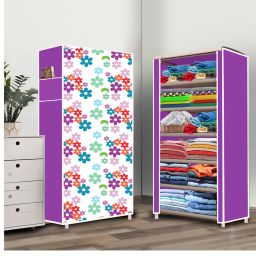 6 Shelf Foldable Collapsible Wardrobe Storage Organizer Almirah Cloth Rack PVC Collapsible Wardrobe-image-51