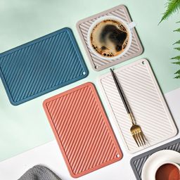 henij Food Grade Silicone Rectangular Trivet Mats for Pots and Pans(Random Color) Polyvinyl Chloride Trivet-picture-17