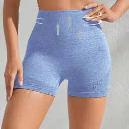 Solid Women Blue Gym Shorts, Running Shorts, Cycling Shorts-image-16