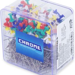 CHROME Transperant Box Medium Metal Push Pin & Paper Pin Utility Combo Set-image-38