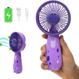 Samogrik Portable Mini Fan With Light Rechargeable Hand Fan with 3 Adjustable Speeds GIRRAFE02 USB Fan, USB Air Cooler, Rechargeable Fan-image-119