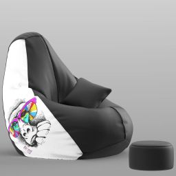 flipkart perfect homes 4XL PatternPuff Bag With Free Cushion and Puffy , Monkey Wondering-Black Teardrop Bean Bag With Bean Filling image 2