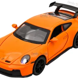 Orange Die Cast Porsche 911 GT3 Metal Toys Blinking Light & Music Car-image-6