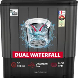 10 kg 5 Star Aqua Magic Double Waterfall Semi Automatic Top Load Black-7