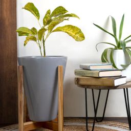 harla arts Love Bite (Large) Grey Porcelain Floor Planters With Stand-picture-8