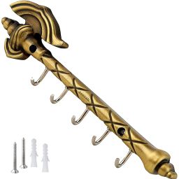 Bahubali Royal Key Stand | Gandasi Antique 5 Hook Brass Key Holder-image-20