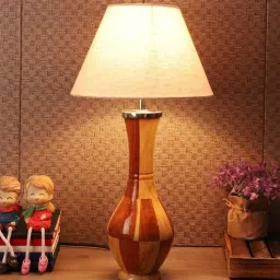 sapphire Areum Off White Fabric Shade Table Lamp with Natural Base --picture-6