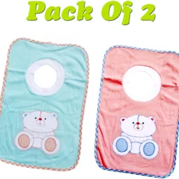 Cotton Baby Bibs with Comfortable T-Shirt Neck For Bottle Feeding & Breast Feeding | Double Layered Skins For Quick Absorption & Fast Drying | Pack of 2 Bibs-picture-31