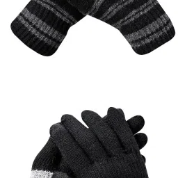 Striped, Self Design, Printed Winter Men Gloves-image-90