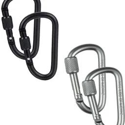 Sliver Aluminium D Shaped Hook(Combo of 4) Locking Carabiner-image-10