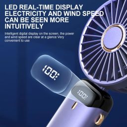 MiCHA Mini portable fan rechargeable battery fan with 5 speed booster Fan_white Rechargeable Fan-image-0