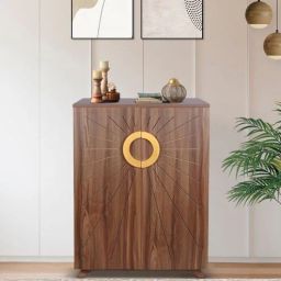 casacraft from pepperfry Aurora 20- Pairs 2 Door Shoe Cabinet Walnut Finish-picture-5