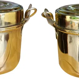 Handmade Brass School And Office Hanger Tiffin Box,Height 3 Inch (400 ml,PCK 2) 2 Containers Lunch Box-image-52