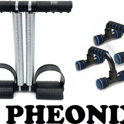 Fitness Combo Of Double Spring Tummy Trimmer With Push Up Stand Fitness Accessory Kit Kit-24