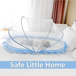 lifekrafts Nylon Infants Baby Folding Crib Mosquito Net BLUE Color Crib net Big Size Mosquito Net image 3