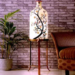 posh n plush Artful Timber White Glass Shade Hand Painted Floor LED Lamp With Gold Base-picture-43