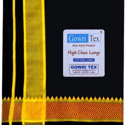 GOWRI TEX Black Gold Dhoti 1 Solid Men Dhoti-image-18