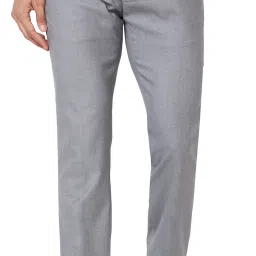 Men Slim Fit Grey Polyester Trousers-image-48
