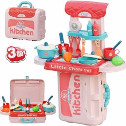 Portable Cooking Suitcase Toys Mini Kitchen Play Set for Kids-18