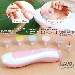 ™ Baby Nail Trimmer LED Light 6 Grinding Heads Kit Electric Safe Baby Nail Filer-image-37