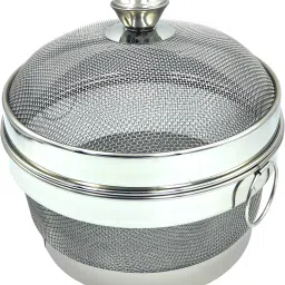 Fruit & Vegetable Basket with Round Lid | Net Basket - Double Polished (9 inch) Stainless Steel Fruit & Vegetable Basket-46