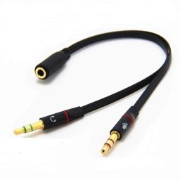 Techvik Black Gold Plated 3.5mm Aux 2 Dual Male To 1 Female EP Stereo Jack Audio Connector Earphone Headphone Y-Splitter Cable Cord With Mic Converter Wire Compatible With PC Laptop Phone Converter-picture-18