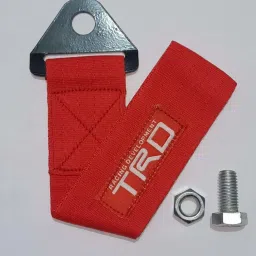 TRD RED Racing Tow Belt & Strap TRD Racing Premium RED Universal Front & Rear Tow Strap/Tow Hook Towing Belt (Nylon-1000 kg Pull Capacity) Front and Rear Mount Towing Hook-0