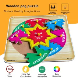 plus shine Wooden Learn Months Name and Days Name Puzzle Game Learning Board For Kids image 2