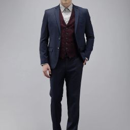 Men 3PC NOTCH REV W/C BASIC TRSR - S.SLIM FT Self Design Suit-picture-16
