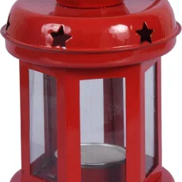 Odna Bichona Pure Metal Candle TeaLight Lantern For Diwali And Decorative Purpose_Red Red Metal Hanging Lantern-24