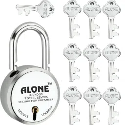 Alone Round 50mm Lock for Home Link Gate Shop Shutter, Double Locking 10 Keys Padlock-image-26