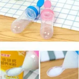 vadhavan Silicone Spoon Bottle Feeder with Soft Silicon for Baby Feeding Specially Used for Semi Solid - 90 ml Feeder image 2