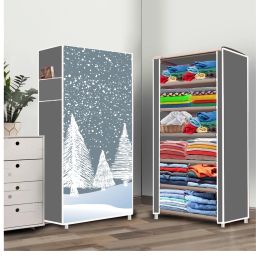 6 Shelf Foldable Collapsible Wardrobe Storage Organizer Almirah Cloth Rack PP Collapsible Wardrobe-image-28