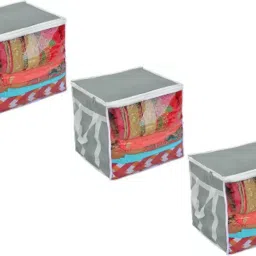 Tiarakrafts XL Saree Cover/organizer with handles and transparent WINDOW (Grey Pack Of 1) Poly-canvas Laundry Bag-image-67