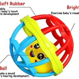 nkcorp Rattle Toys for Baby, Dumbbell Grab & Rolling Ball, Multicolored (2PC) Rattle image 2