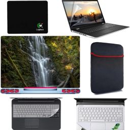 SDM 6 in 1 Combo - Laptop Skin Stickers, Screen card , Key Guard, Mouse Pad, Sleeve and Palmrest Skin for All 15.6 Inch Laptops || Notebooks Combo Set (nature image203 Combo Set-image-111