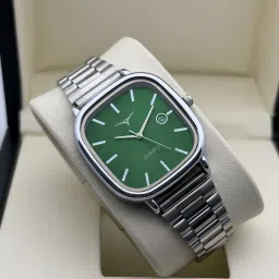 nester Green Dial Unisex Analog Watch | Rectangle Case | Date Display Analog Watch - For Men & Women NSM-26-GREEN image 2
