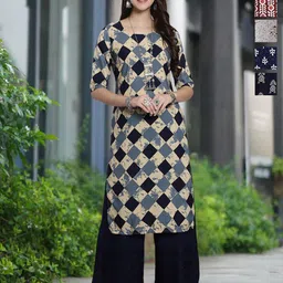 moda rapido Pack of 5 Women Printed Crepe A-line Kurta-picture-23