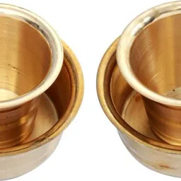 Special South Indian Coffee Brass Filter Handmade Tumbler Cup Combo 2 Cup Tray Serving Set-image-33