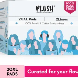 plush 100% Pure U.S. Cotton Rash Free XXL (20 XXL pads + 4 Liners) Sanitary Pad-picture-17