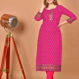 Women Printed Viscose Rayon Straight Kurta-image-74