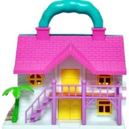 Small Doll House Set for Girls Kids ,Foldable & Openable Door with Furniture , 100% Non-Toxic BPA Free Plastic , Doll House Play Set-image-12