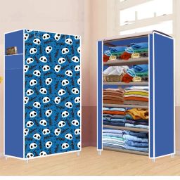 5 Shelf Foldable Collapsible Wardrobe Storage Organizer Almirah Cloth Rack Carbon Steel Collapsible Wardrobe-image-35